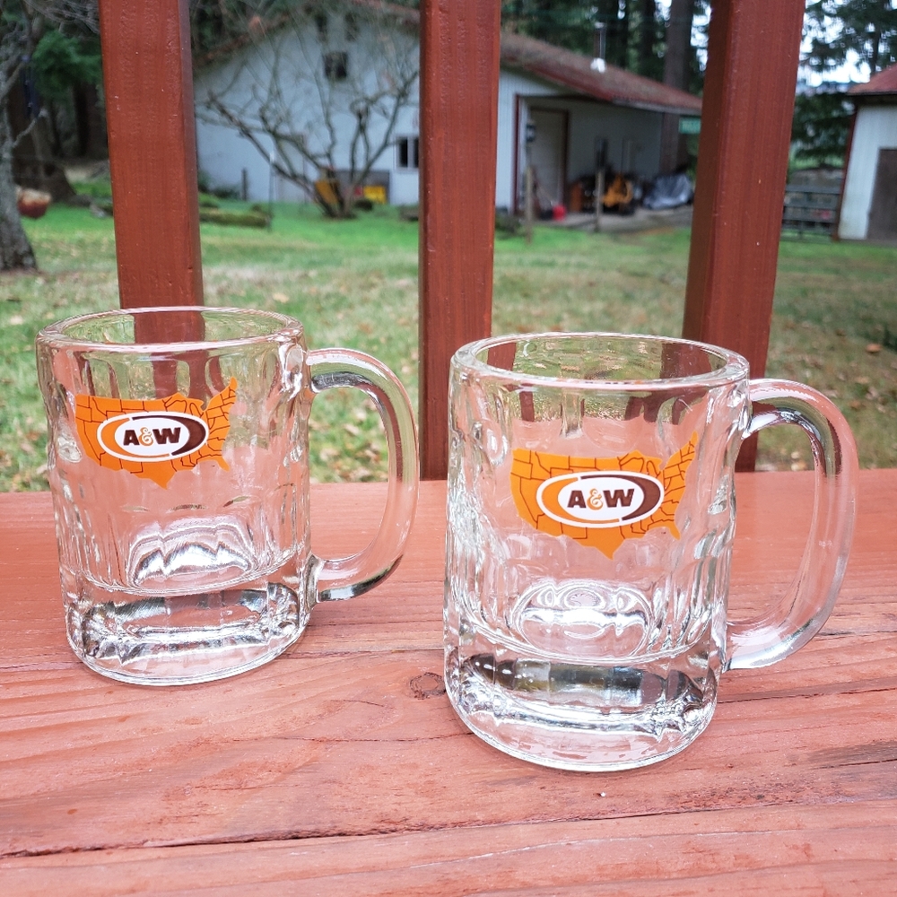 (2) Vintage A&W Root Beer Handled Mug - Large (4.25" TALL) WITH DEFECT